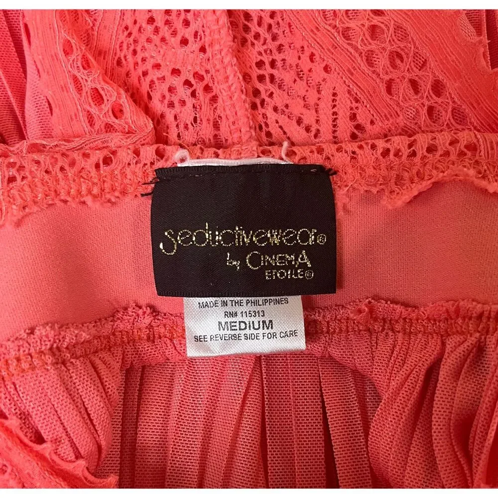 SEDUCTIVEWEAR BY CINEMA ETOILE Lace Cup & Pleated Babydoll Pink Chemise Sz M
